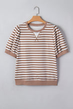 Orange Stripe Short Bubble Sleeve T Shirt