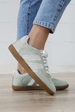 Beau Blue Striped Lace Up Flat Sneakers