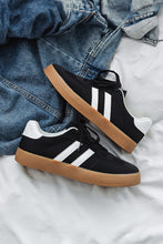 Beau Blue Striped Lace Up Flat Sneakers