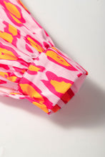 Light French Beige Leopard Print Balloon Sleeve Loose Blouse