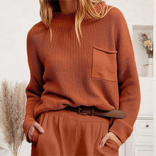 Ribbed Dropped Shoulder Sweater with Pocket