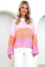 Ribbed Color Block Long Sleeve Sweater