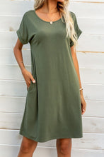 Scoop Neck Short Sleeve Pocket Dress