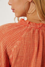 Frill V-Neck Balloon Sleeve Blouse