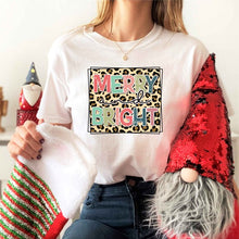 Leopard Merry and Bright Graphic Christmas Tee