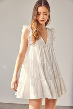 V NECK EYELET DRESS