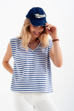SLEEVELESS T SHIRT WITH SHOULDER PAD IN BLUe