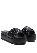 SUNDAE PLATFORM Slides WITH WOVEN TEXTURED STRAPS