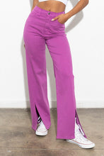 FRONT SLIT WIDE LEG TENCEL PANTS