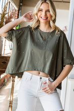 Distressed Asymmetric Hem Cropped Tee Shirt