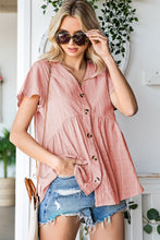 Button Down V-Neck Short Sleeve Shirt