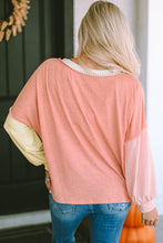 Color Block V-Neck Dropped Shoulder Sweatshirt with Pocket