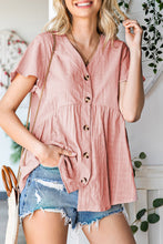 Button Down V-Neck Short Sleeve Shirt