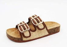 Corc footbed slipper sandal in raffia strap upper