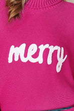 Merry Letter Embroidered High Neck Sweater