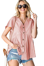 Button Down V-Neck Short Sleeve Shirt