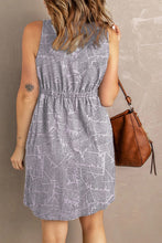 Printed Scoop Neck Sleeveless Buttoned Magic Dress with Pockets