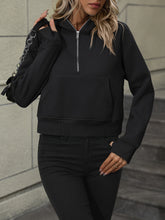 Zip-Up Raglan Sleeve Hoodie with Pocket