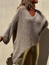 Contrast V-Neck Long Sleeve Sweater