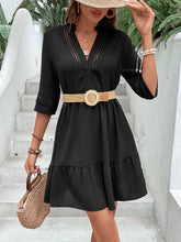 Notched Neck Half Sleeve Dress