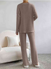 Ribbed V-Neck Long Sleeve Top and Pants Set