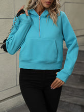 Zip-Up Raglan Sleeve Hoodie with Pocket