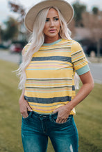 Multicolored Striped Round Neck Tee Shirt