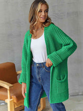 Open Front Long Sleeve Cardigan with Pockets